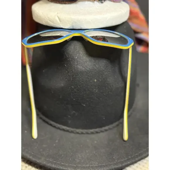 Vintage Foster Grant USA Blue Yellow White Mirrored Ski Sunglasses - Picture 3 of 6